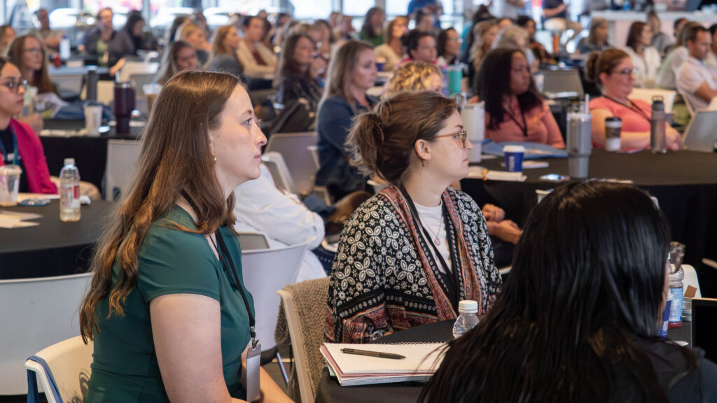 A large number of attendees listening to a panel discussion at the 2026 Maternal Mortality Prevention Conference.